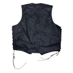 X-ELEMENT Genuine Leather Eagle Live to Ride Motorcycle Biker Vest Mens 3XL